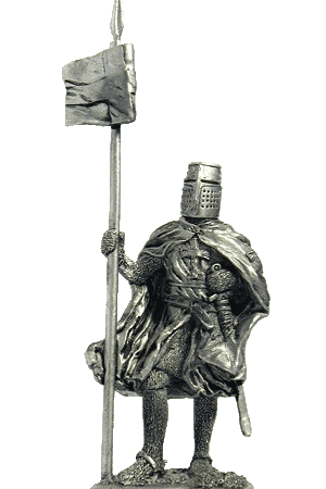 Тевтонский рыцарь, 1230-83 гг. Оловянная военно-историческая миниатюра, пьютер, чернение