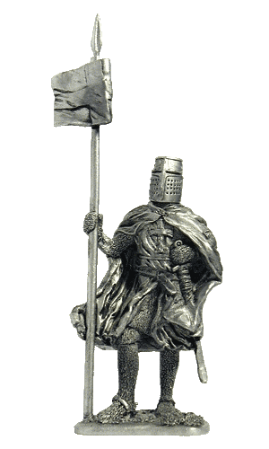 Тевтонский рыцарь, 1230-83 гг. Оловянная военно-историческая миниатюра, пьютер, чернение