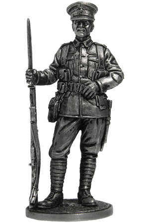 Рядовой пехотного полка. Великобритания, 1914-18 гг., Оловянная военно-историческая миниатюра, пьютер, чернение