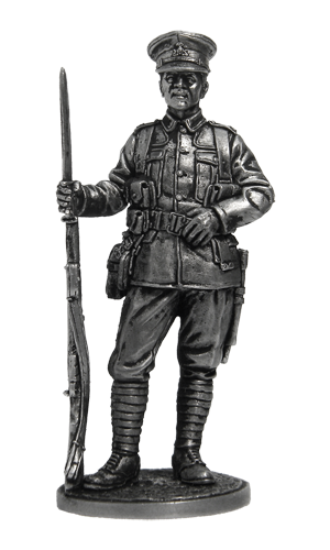 Рядовой пехотного полка. Великобритания, 1914-18 гг., Оловянная военно-историческая миниатюра, пьютер, чернение