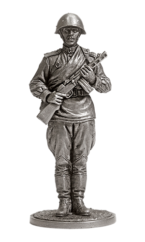 Гвардии красноармеец с ППШ. Оловянная военно-историческая миниатюра, пьютер, чернение
