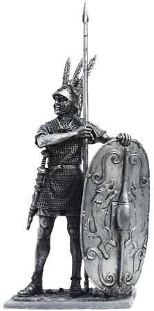 Римский легионер, 3в. Оловянная военно-историческая миниатюра, чернение
