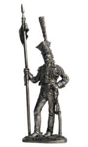 Рядовой гвардейских улан. Франция, 1809-13 гг. Оловянная военно-историческая миниатюра, пьютер, чернение