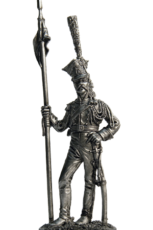 Рядовой гвардейских улан. Франция, 1809-13 гг. Оловянная военно-историческая миниатюра, пьютер, чернение