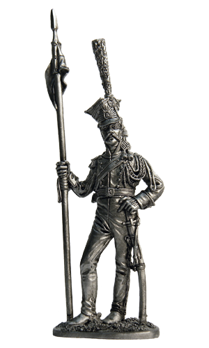 Рядовой гвардейских улан. Франция, 1809-13 гг. Оловянная военно-историческая миниатюра, пьютер, чернение