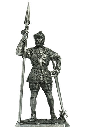 Помощник капитана. Англия, 1544 г. Оловянная военно-историческая миниатюра, чернение.