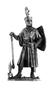 Германский рыцарь, 1200 год. Оловянная военно-историческая миниатюра, пьютер, чернение