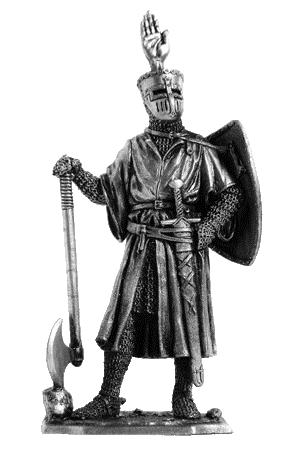 Германский рыцарь, 1200 год. Оловянная военно-историческая миниатюра, пьютер, чернение
