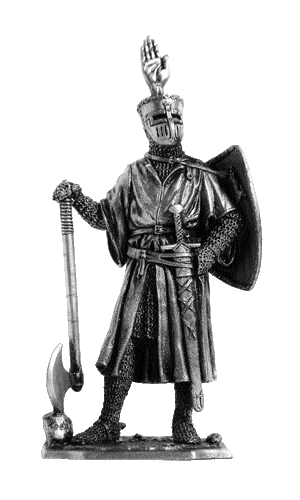 Германский рыцарь, 1200 год. Оловянная военно-историческая миниатюра, пьютер, чернение