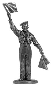 Краснофлотец-сигнальщик, ВМФ 1941-45 гг. Оловянная военно-историческая миниатюра, пьютер, чернение