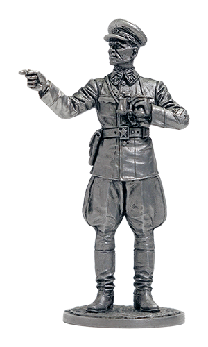 Генерал-полковник И.С.Конев, 1942 г. СССР. Оловянная военно-историческая миниатюра, пьютер, чернение