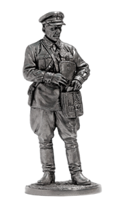 Политрук, пехота РККА. 1939-42 гг. Оловянная военно-историческая миниатюра, пьютер, чернение