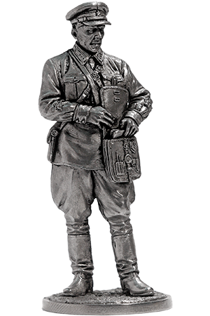 Политрук, пехота РККА. 1939-42 гг. Оловянная военно-историческая миниатюра, пьютер, чернение