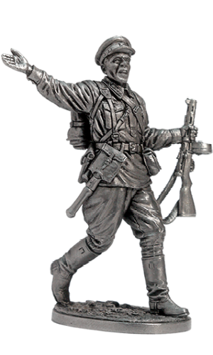 Старший сержант пехоты РККА. 1941-43 гг. Оловянная военно-историческая миниатюра, пьютер, чернение