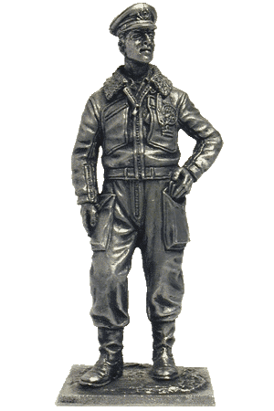Пилот ВВС Италии, 1943-45 гг. Оловянная военно-историческая миниатюра, пьютер, чернение