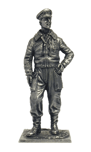 Пилот ВВС Италии, 1943-45 гг. Оловянная военно-историческая миниатюра, пьютер, чернение