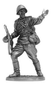 Гвардии рядовой Красной Армии, 1943-45 гг. Оловянная военно-историческая миниатюра, пьютер, чернение