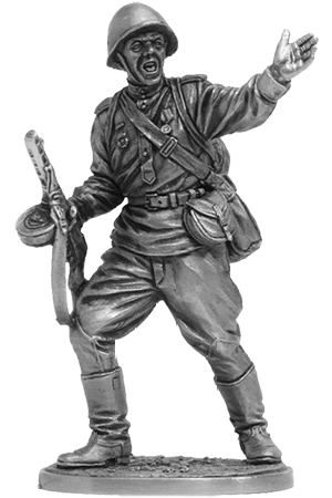 Гвардии рядовой Красной Армии, 1943-45 гг. Оловянная военно-историческая миниатюра, пьютер, чернение