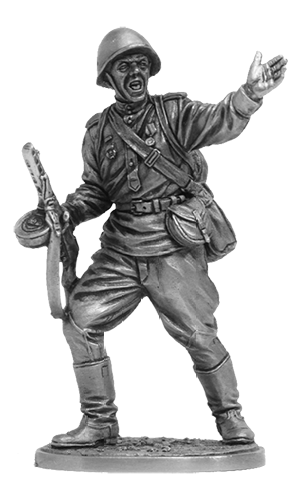 Гвардии рядовой Красной Армии, 1943-45 гг. Оловянная военно-историческая миниатюра, пьютер, чернение