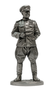Маршал Советского Союза Г.К. Жуков, 1945 г. Оловянная военно-историческая миниатюра, пьютер, чернение