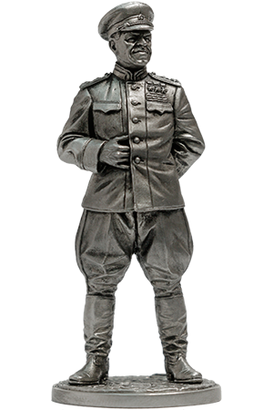 Маршал Советского Союза Г.К. Жуков, 1945 г. Оловянная военно-историческая миниатюра, пьютер, чернение