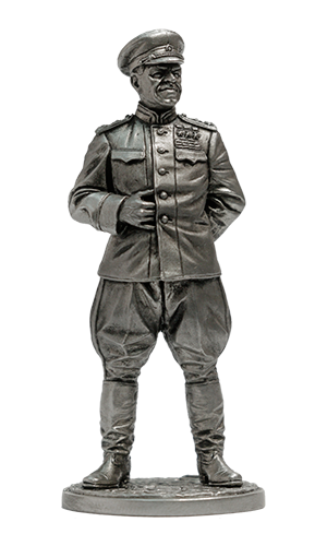 Маршал Советского Союза Г.К. Жуков, 1945 г. Оловянная военно-историческая миниатюра, пьютер, чернение