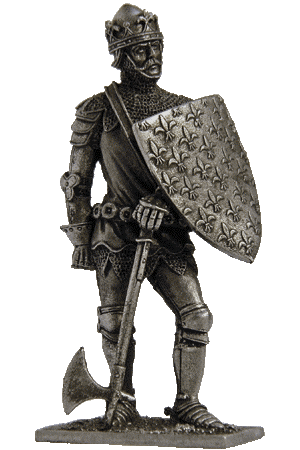 Король Франции Иоанн II Добрый, 1356 год. Оловянная военно-историческая миниатюра, пьютер, чернение
