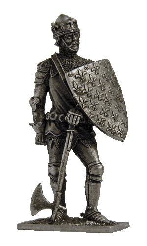 Король Франции Иоанн II Добрый, 1356 год. Оловянная военно-историческая миниатюра, пьютер, чернение