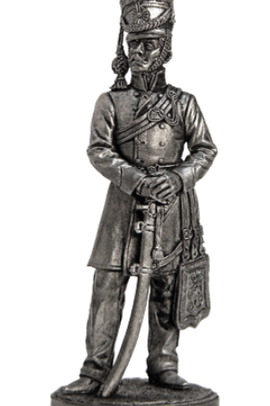 Офицер гусарского полка. Баден, 1812 г. Оловянная военно-историческая миниатюра, пьютер, чернение