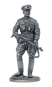 Офицер истребительно-противотанковой артиллерии. Красная Армия, 1943-45 гг. Оловянная военно-историческая миниатюра, пьютер, чернение