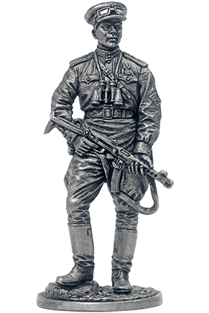 Офицер истребительно-противотанковой артиллерии. Красная Армия, 1943-45 гг. Оловянная военно-историческая миниатюра, пьютер, чернение
