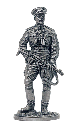 Офицер истребительно-противотанковой артиллерии. Красная Армия, 1943-45 гг. Оловянная военно-историческая миниатюра, пьютер, чернение
