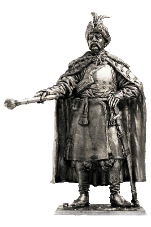 Украинский казацкий полковник. Военно-историческая миниатюра, пьютер, чернение