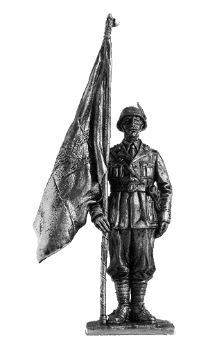 Офицер-знаменосец альпийских стрелков. Италия, 1943-45 гг. Оловянная военно-историческая миниатюра, пьютер, чернение