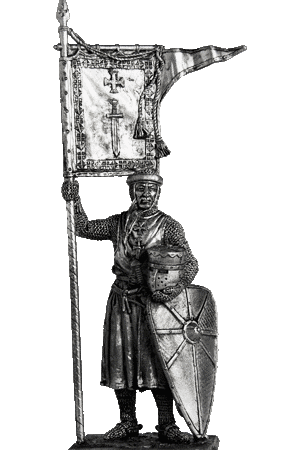 Рыцарь Ордена меченосцев, 1202-1237 гг. Оловянная военно-историческая миниатюра, пьютер, чернение