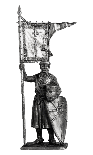 Рыцарь Ордена меченосцев, 1202-1237 гг. Оловянная военно-историческая миниатюра, пьютер, чернение