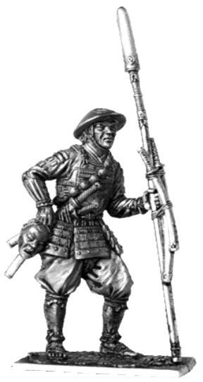 Асигару с трофеем, Военно-историческая миниатюра, олово, чернение