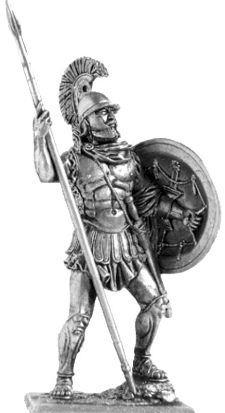 Афинский гоплит. Военно-историческая миниатюра. Оловянная фигурка, чернение