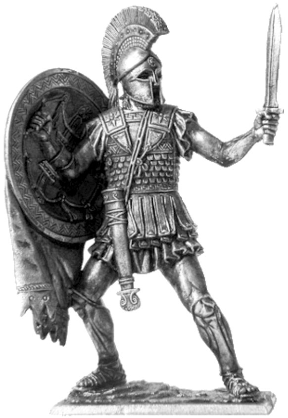 Афинский гоплит. Военно-историческая миниатюра. Оловянная фигурка, чернение