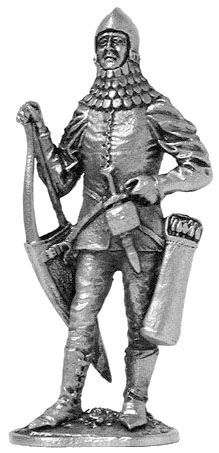 Богемский лучник. Военно-историческая миниатюра. Оловянная фигурка, чернение