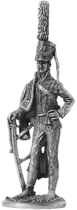 Обер-офицер гусарского полка. Оловянная фигурка, чернение.