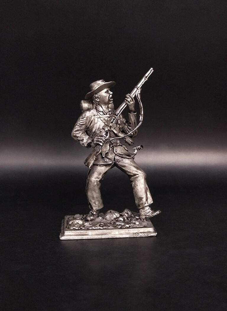 Пехотинец армии США, 1861-65гг. Оловянная военно-историческая миниатюра, пьютер, чернение