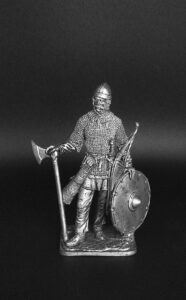Воин княжеской дружины, военно-историческая миниатюра, пьютер, чернение