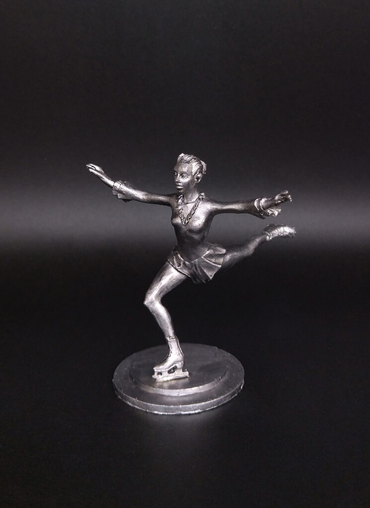 Фигуристка. Оловянная военно-историческая миниатюра, пьютер, чернение