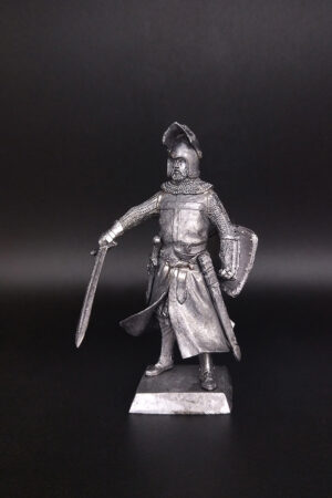 Тамплиер с открытым забралом. Военно-историческая миниатюра. Фигурка из пьютера, литье, пайка, чернение
